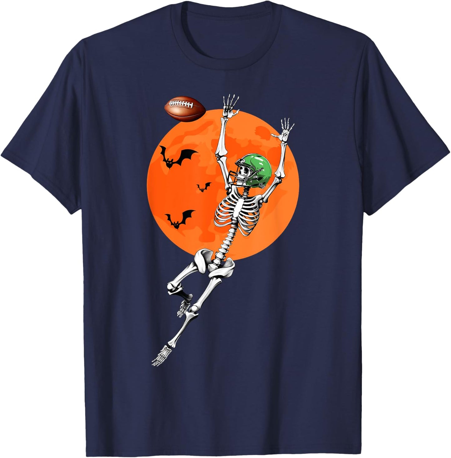 Football Skeleton Halloween Football Player T-Shirt - T-Shirt | Navy
