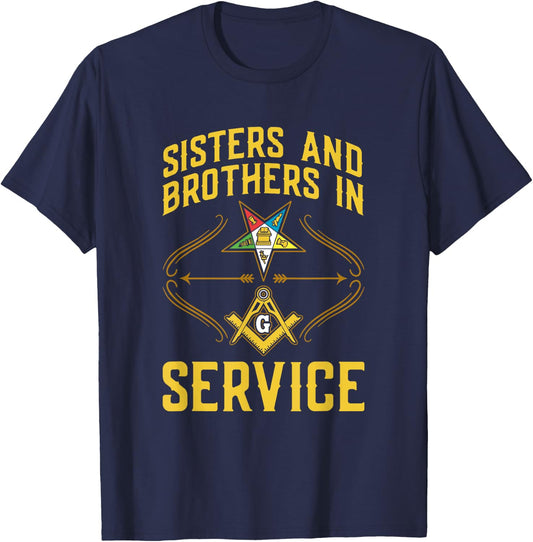 Sisters In Service OES Masonry Masonic Freemason Freemasonry T-Shirt - T-Shirt | Navy