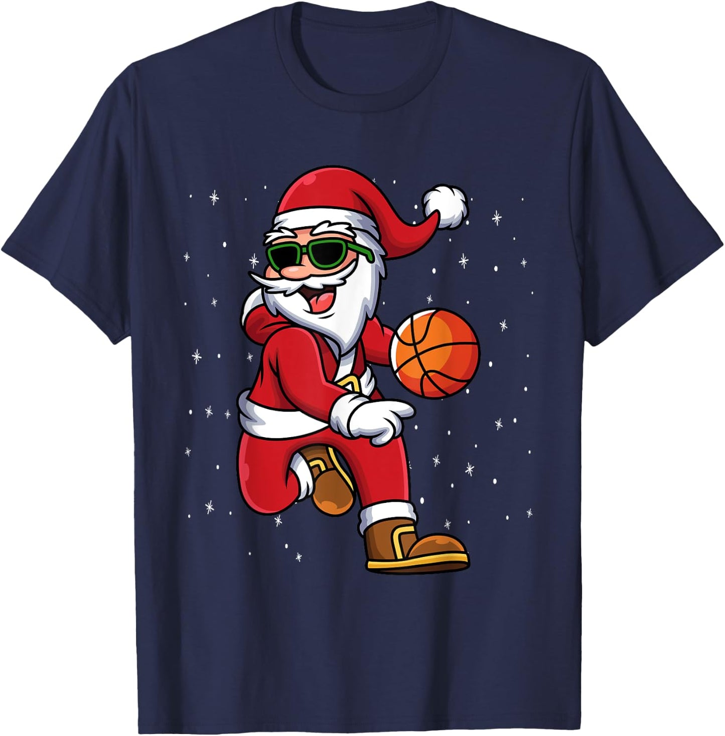 Christmas Basketball Santa Playing Basketball Player Kids T-Shirt - T-Shirt | Navy