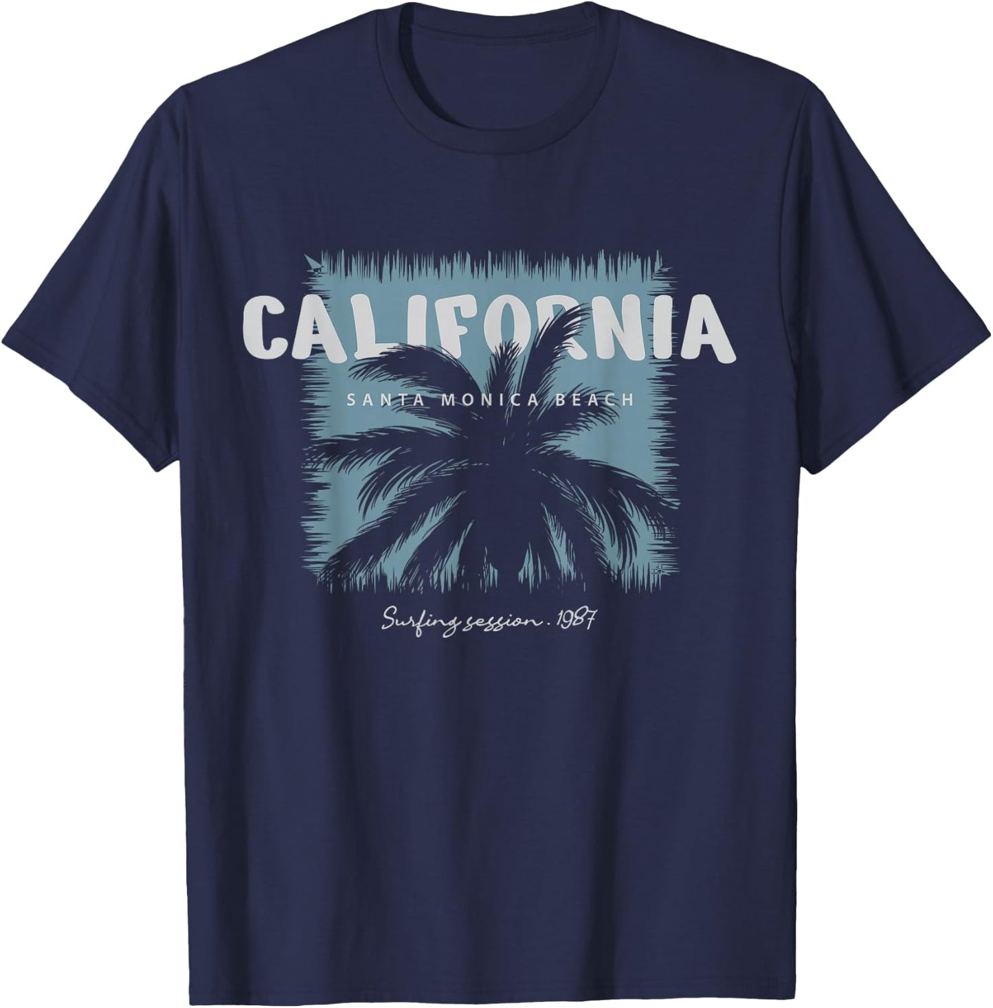 California Santa Monica Beach Surfing Session 1987 T-Shirt - T-Shirt | Navy