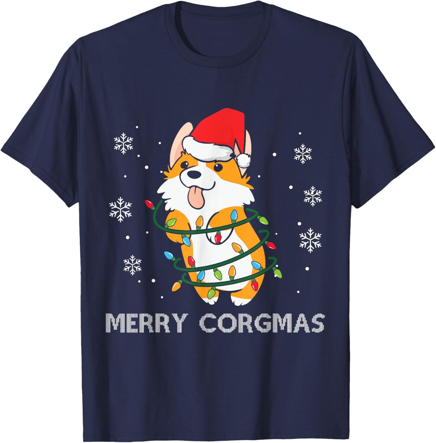 Merry Corgmas Xmas Pajamas Corgi Christmas Nerdy Dog Gifts Men Women T-Shirt - T-Shirt | Navy