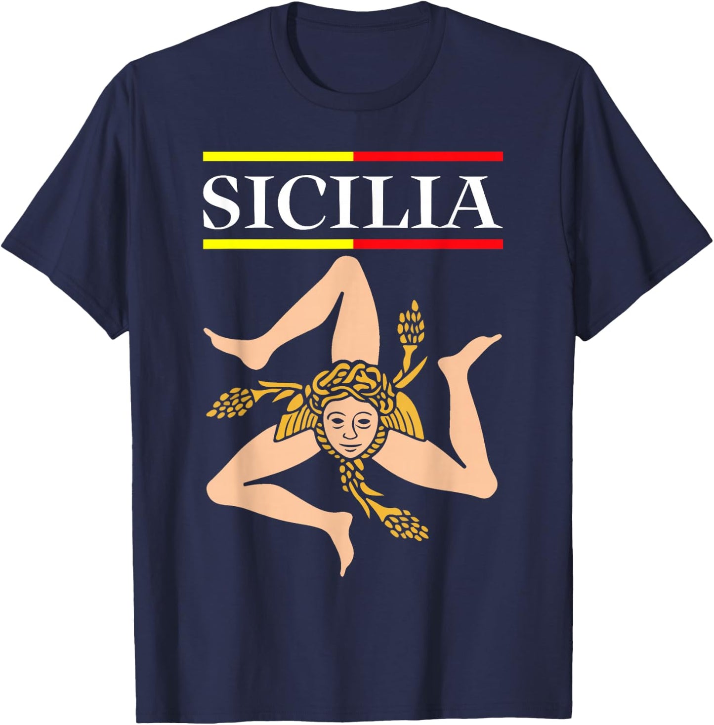 Sicilia Flag Sicily Palermo Italy T-Shirt - T-Shirt | Navy
