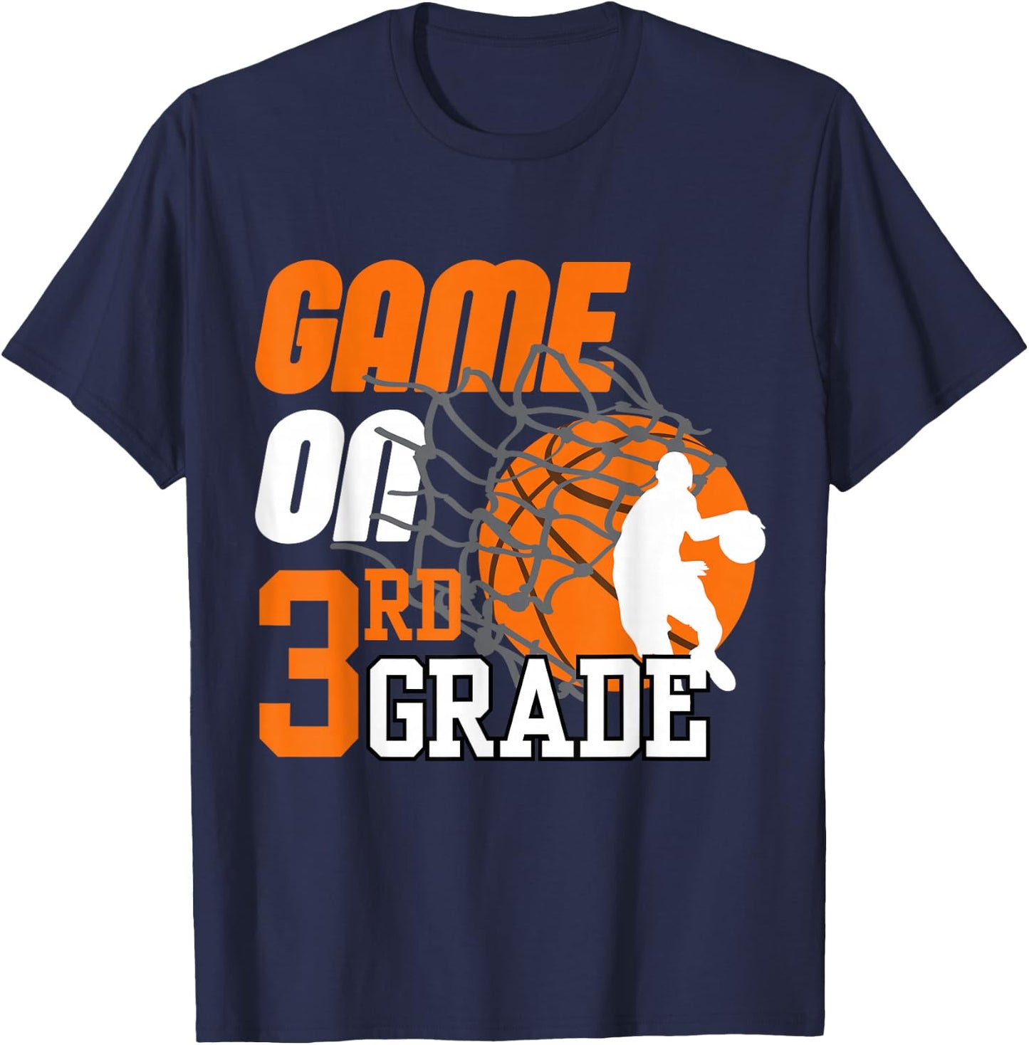 Boys Game On 3rd Grade Basketball Back To School Teacher Kid T-Shirt - T-Shirt | Navy