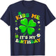 Groovy Kiss Me It's My Birthday St Patricks Day Shamrock T-Shirt - T-Shirt | Navy