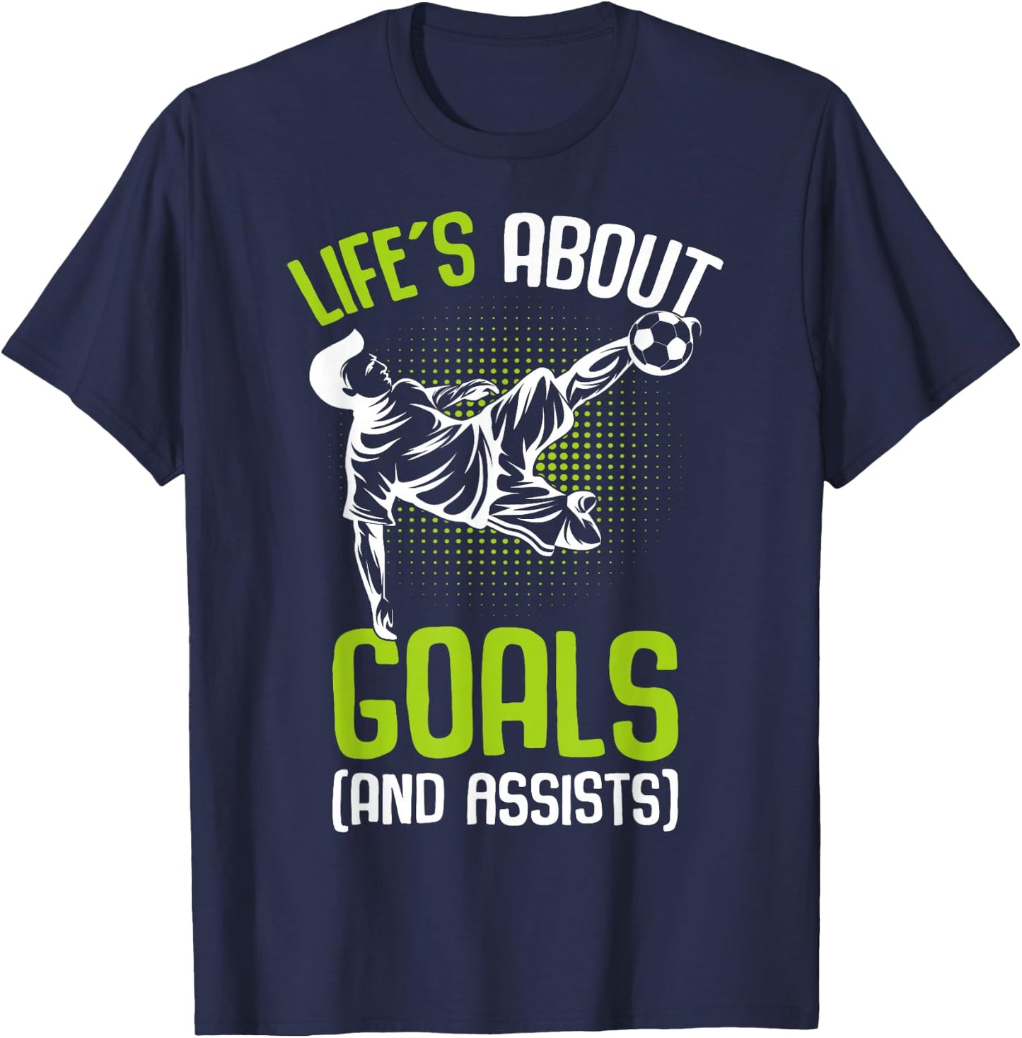 Life´s About Goals Soccer Player Boys Kids Youth T-Shirt - T-Shirt | Navy