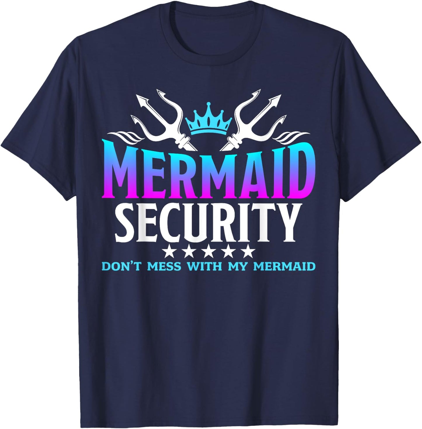 Mermaid Security Family Birthday Halloween Costume Boys Men T-Shirt - T-Shirt | Navy
