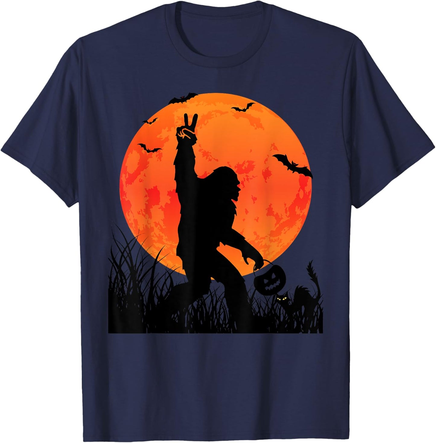 Funny Halloween Rocking Sasquatch Bigfoot Halloween T-Shirt - T-Shirt | Navy