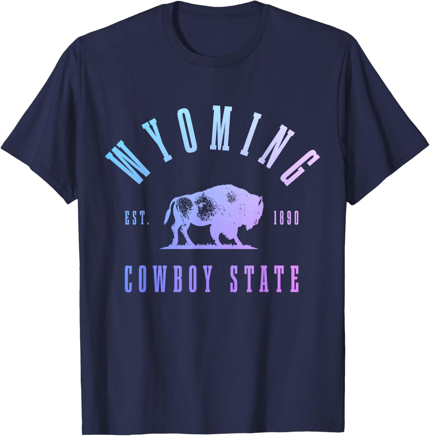 Wyoming, East. 1890 The Cowboy State Bison Vintage Pride T-Shirt - T-Shirt | Navy