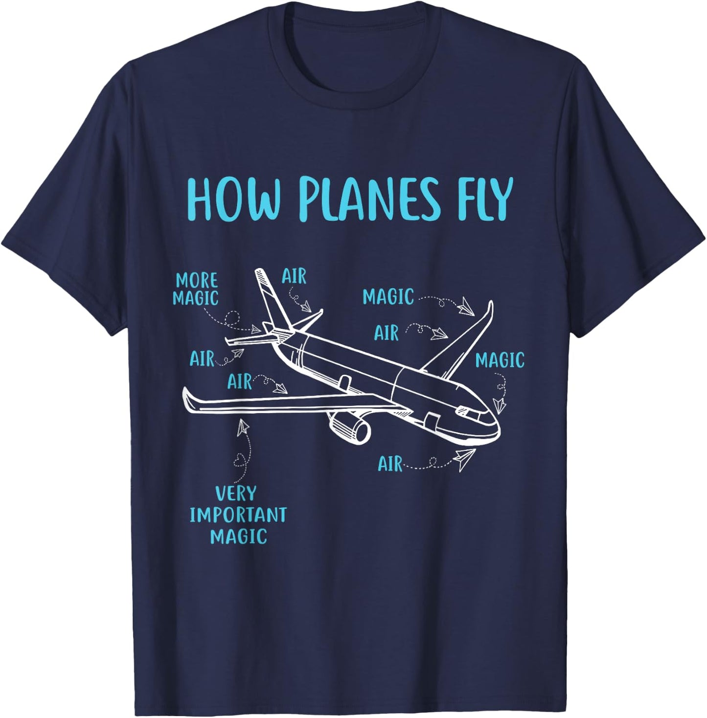 How Planes Fly Funny Aviation Engineer Pilot Airplane T-Shirt - T-Shirt | Navy