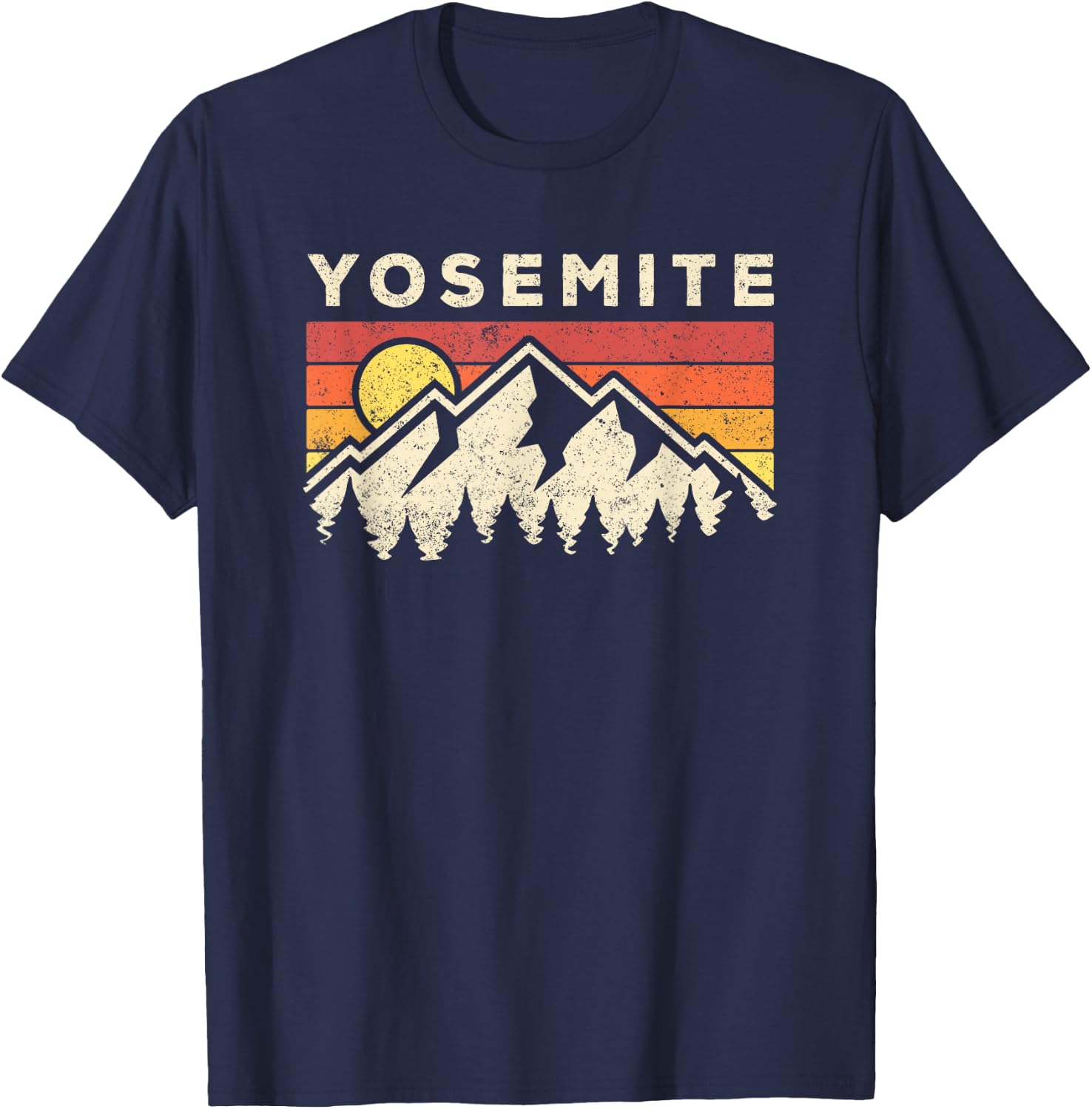 Retro Yosemite California Hiking National Park T-Shirt - T-Shirt | Navy