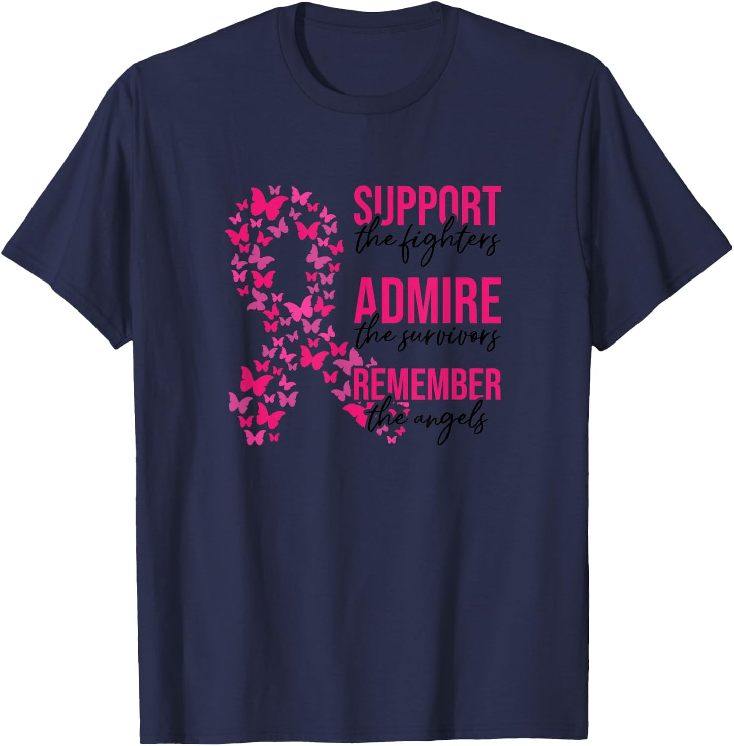 Admire The Survivors October Pink Breast Cancer Awareness T-Shirt - T-Shirt | Navy