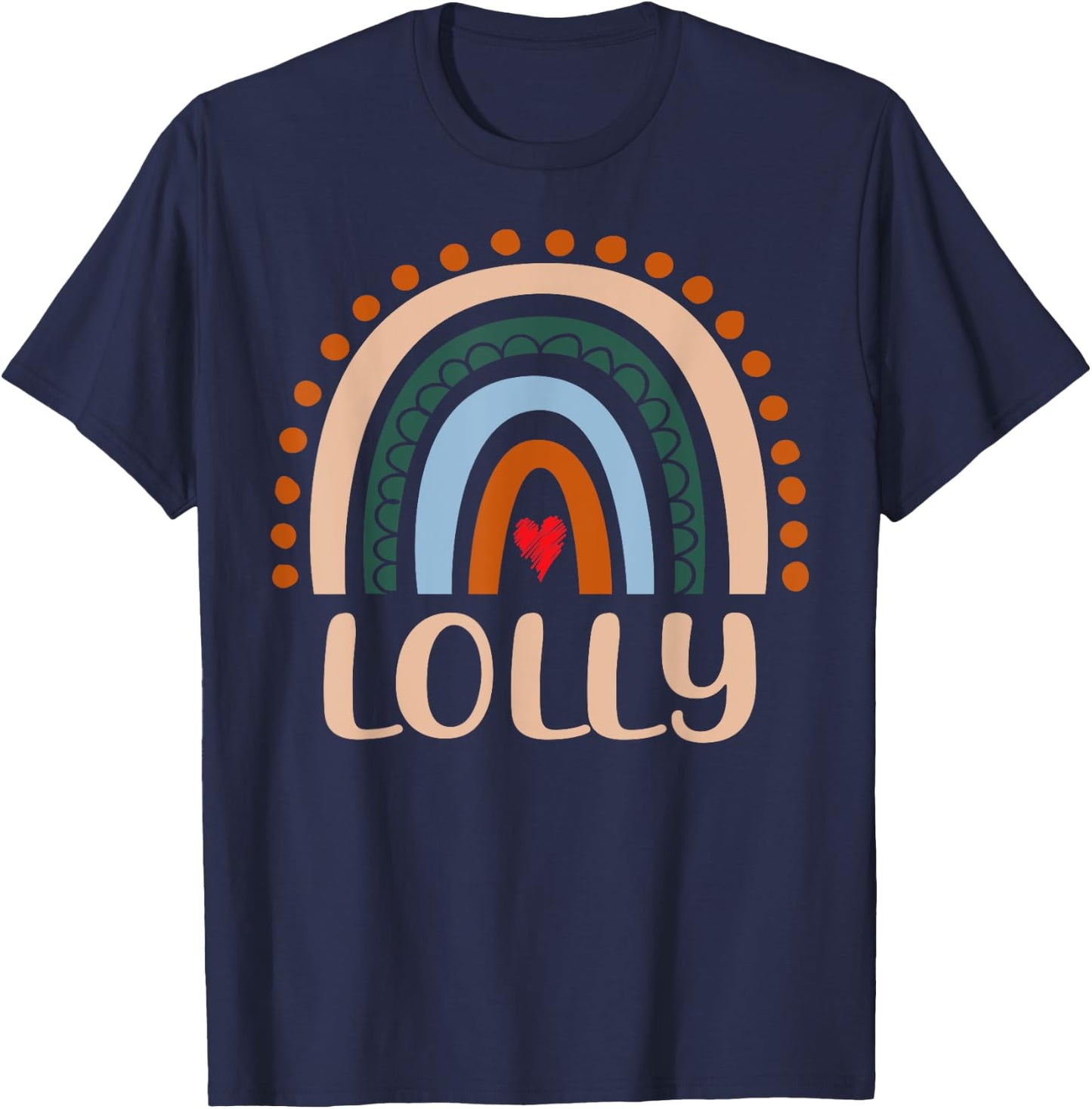 Lolly Rainbow Grandma Cute Mothers Day Funny Lolly T-Shirt - T-Shirt | Navy