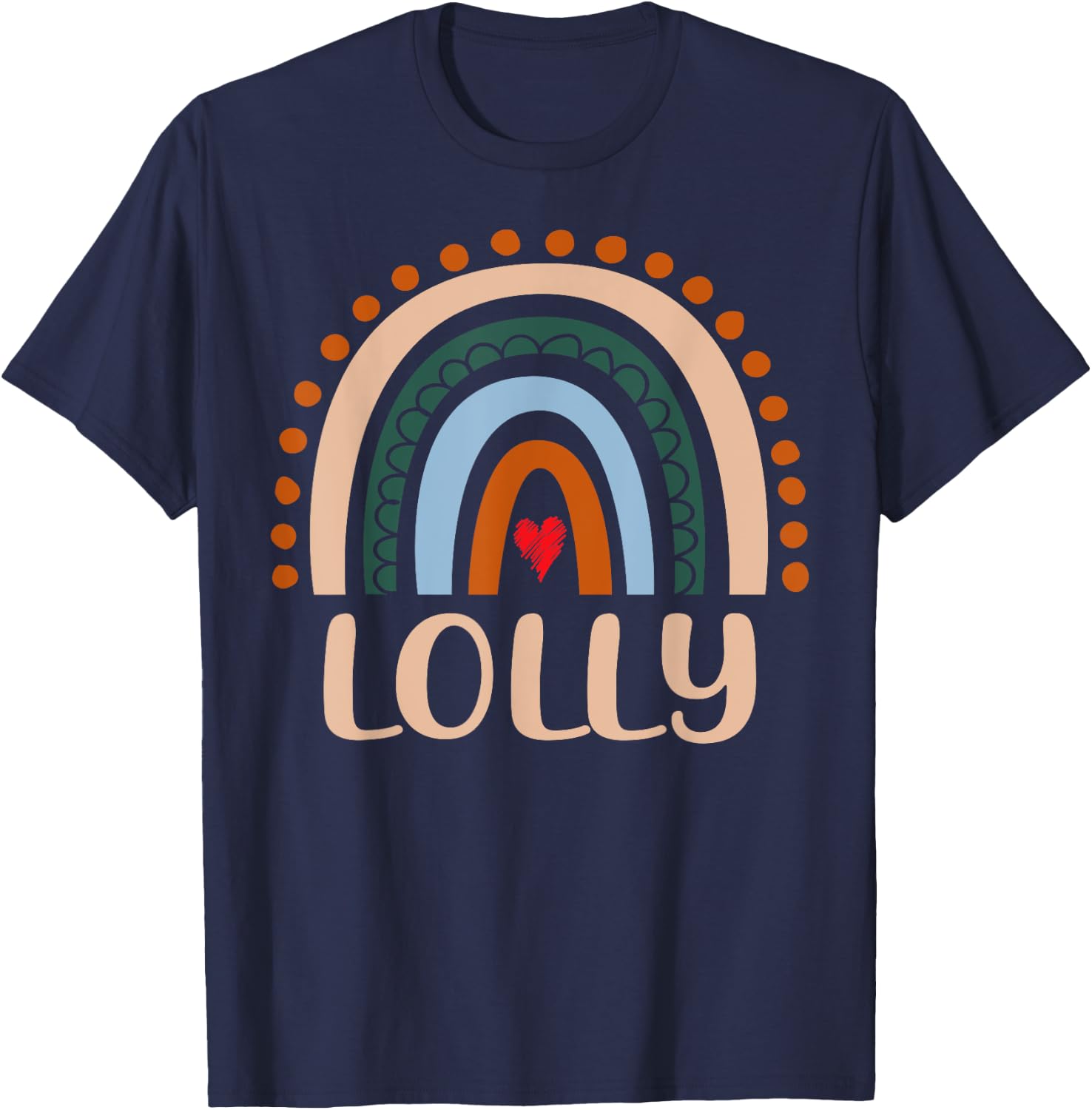 Lolly Rainbow Grandma Cute Mothers Day Funny Lolly T-Shirt - T-Shirt | Navy