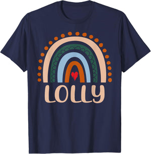 Lolly Rainbow Grandma Cute Mothers Day Funny Lolly T-Shirt - T-Shirt | Navy