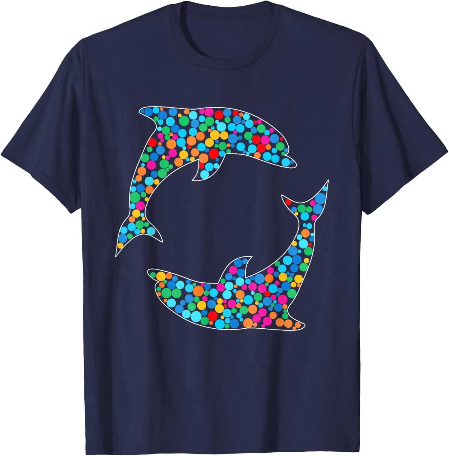Funny Colorful Polka Dot Dolphin International Dot Day T-Shirt - T-Shirt | Navy