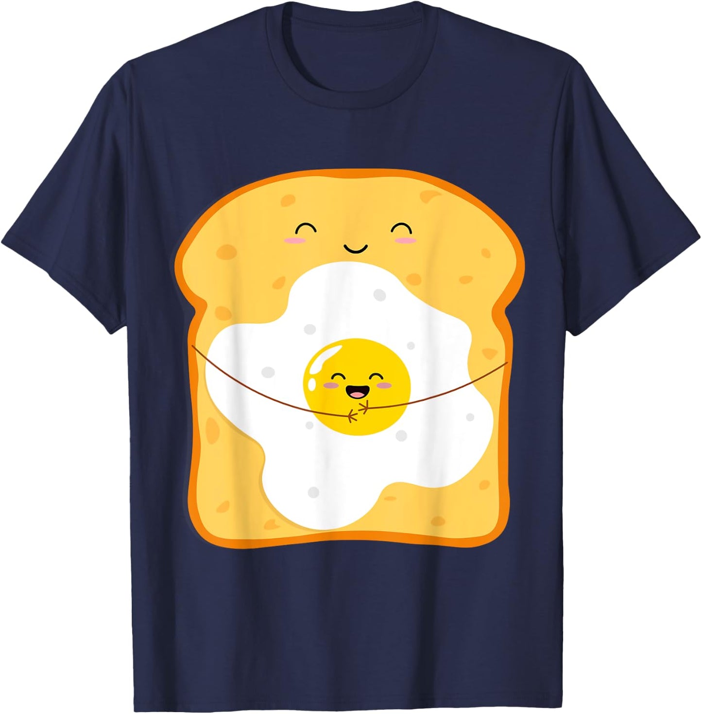 Funny Japanese Kawaii Egg Bread Cute Kawaii Breakfast Anime T-Shirt - T-Shirt | Navy
