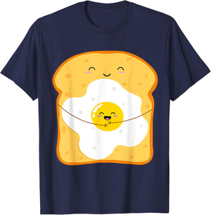 Funny Japanese Kawaii Egg Bread Cute Kawaii Breakfast Anime T-Shirt - T-Shirt | Navy