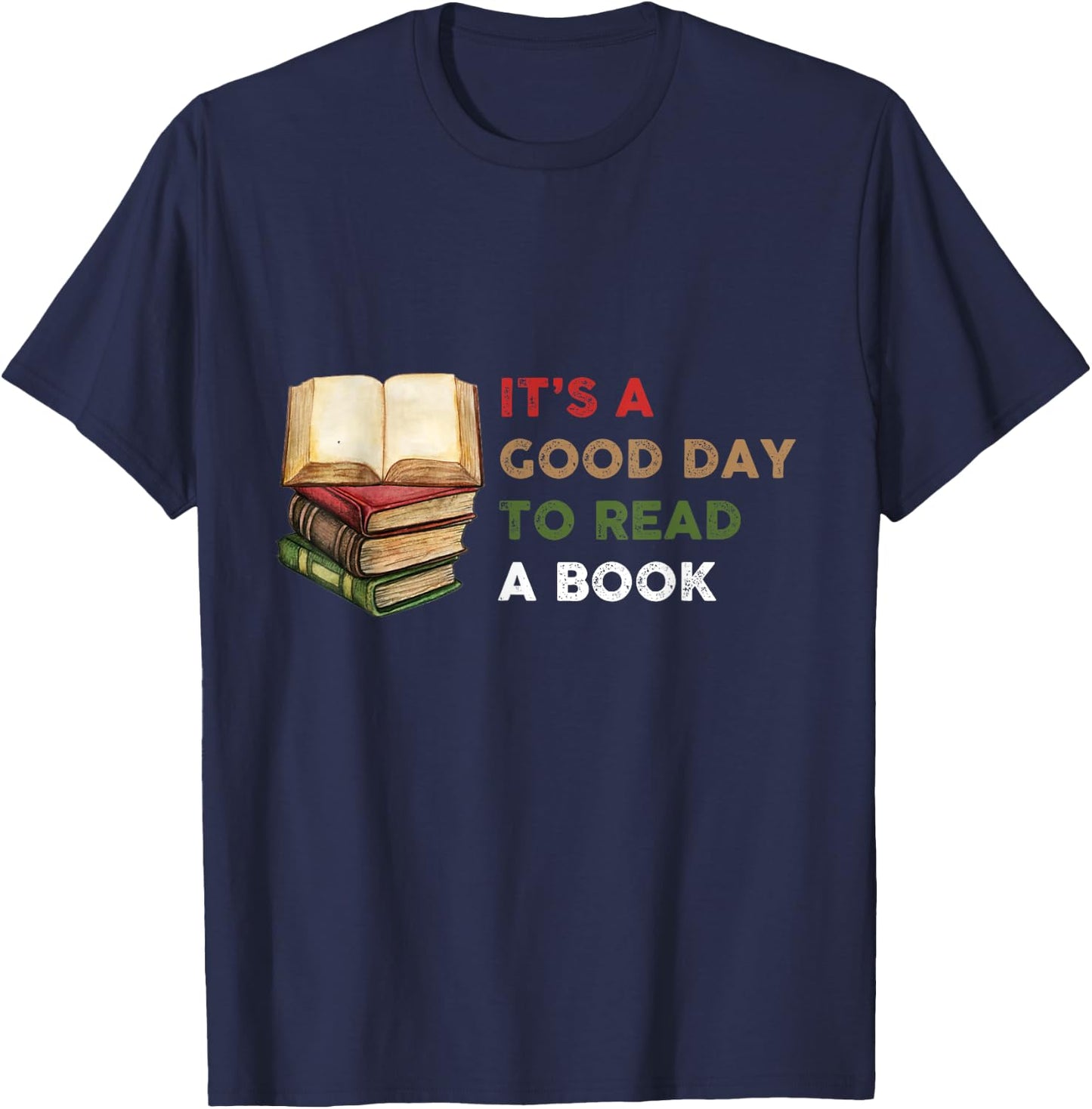 It’s a Good Day to Read a Book Graphic Print Bookworm T-Shirt - T-Shirt | Navy