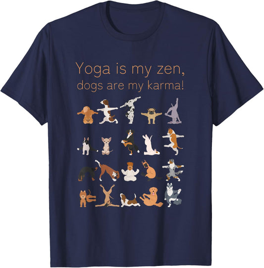 Yoga Zen Dogs Karma For Dog and Yoga Lovers T-Shirt - T-Shirt | Navy