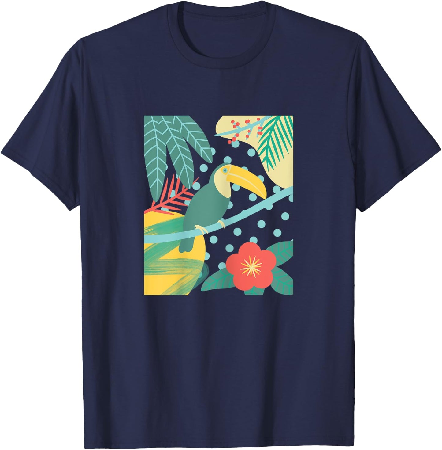 Toucan Bird Tropical Cute Palm Leaf Flower Beach Summer Kids T-Shirt - T-Shirt | Navy