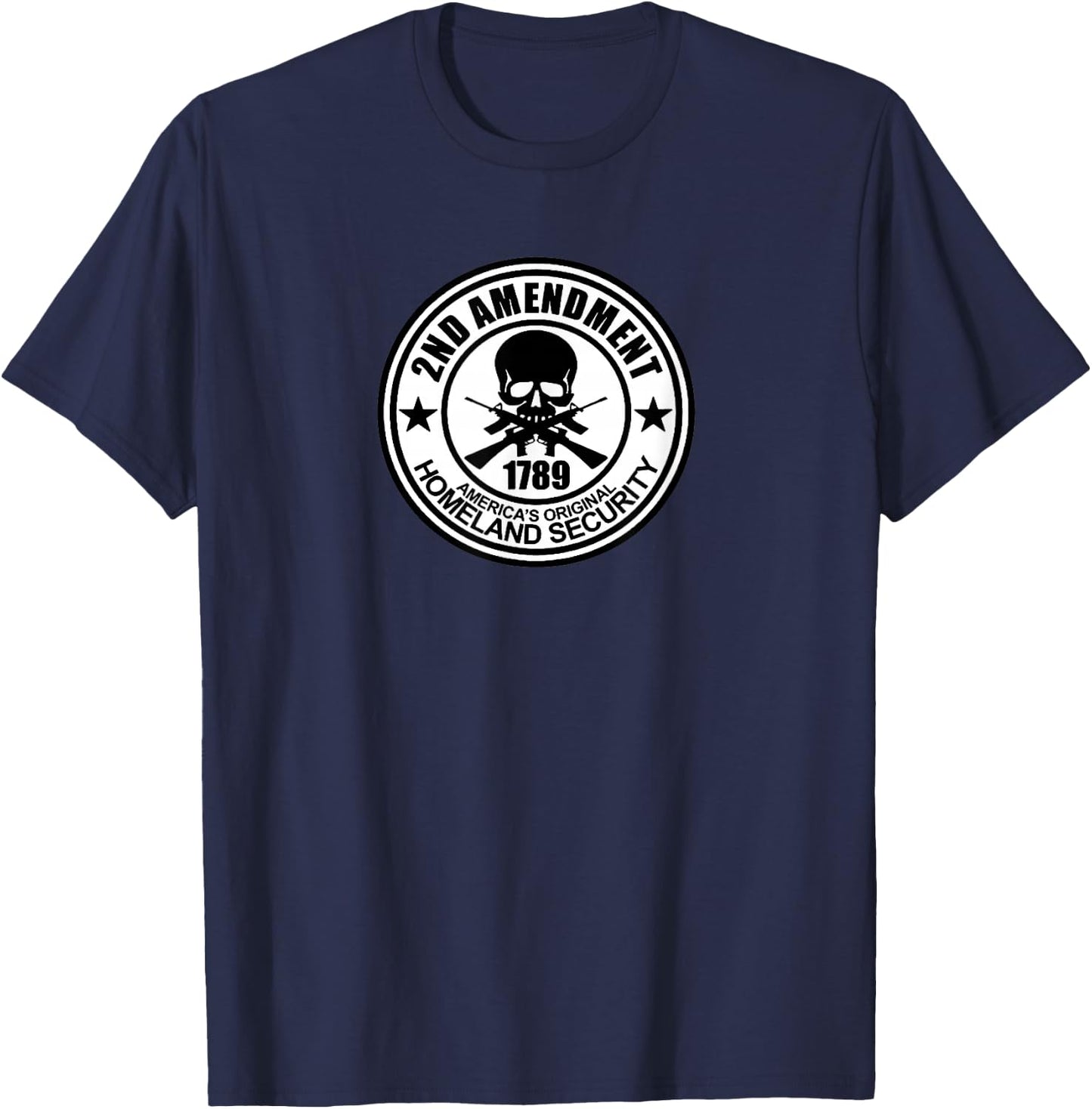 2nd Amendment White Skull & Bones T-Shirt - T-Shirt | Navy
