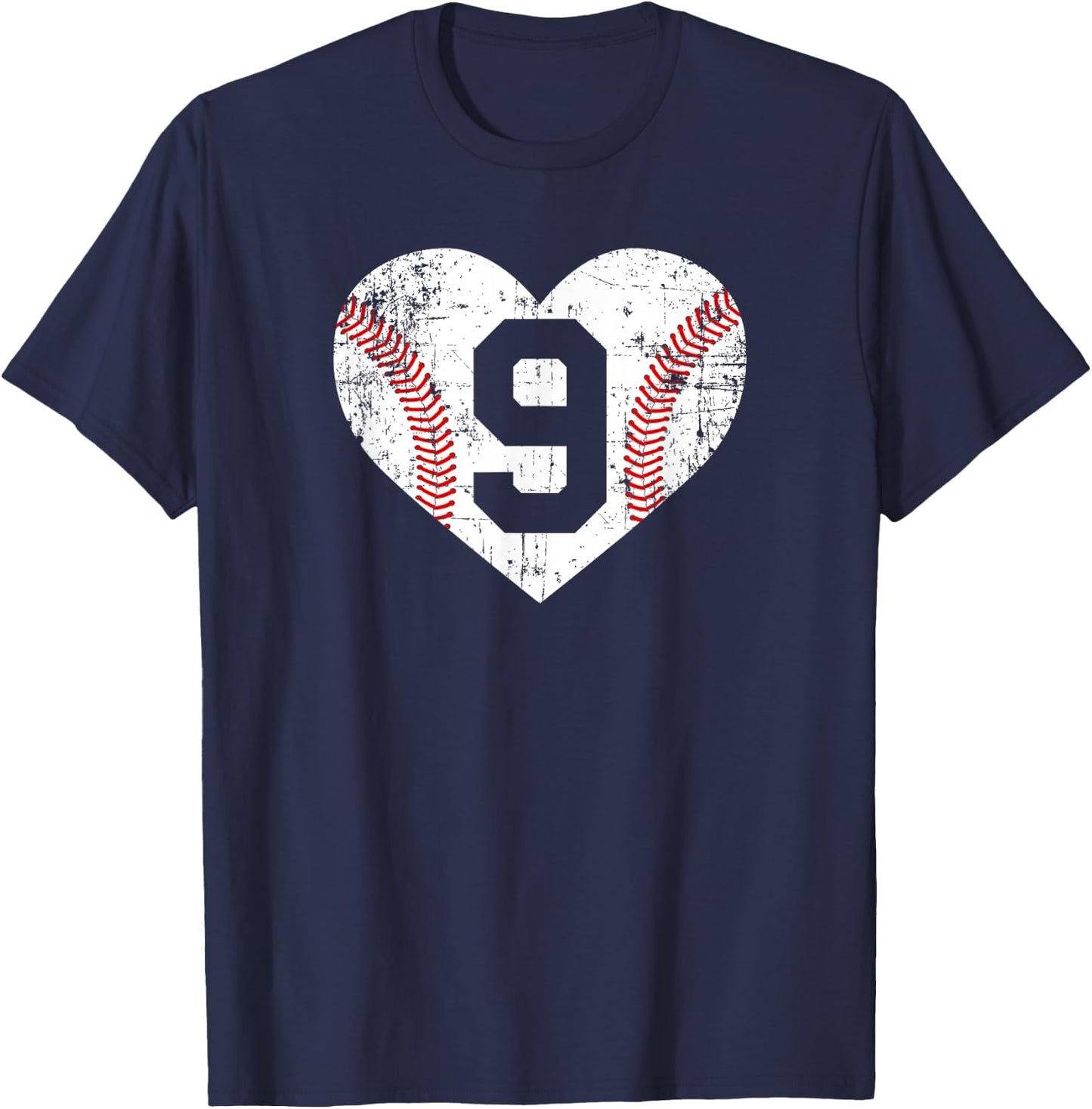 Vintage Baseball 9 Jersey Number T-Shirt - T-Shirt | Navy