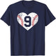 Vintage Baseball 9 Jersey Number T-Shirt - T-Shirt | Navy