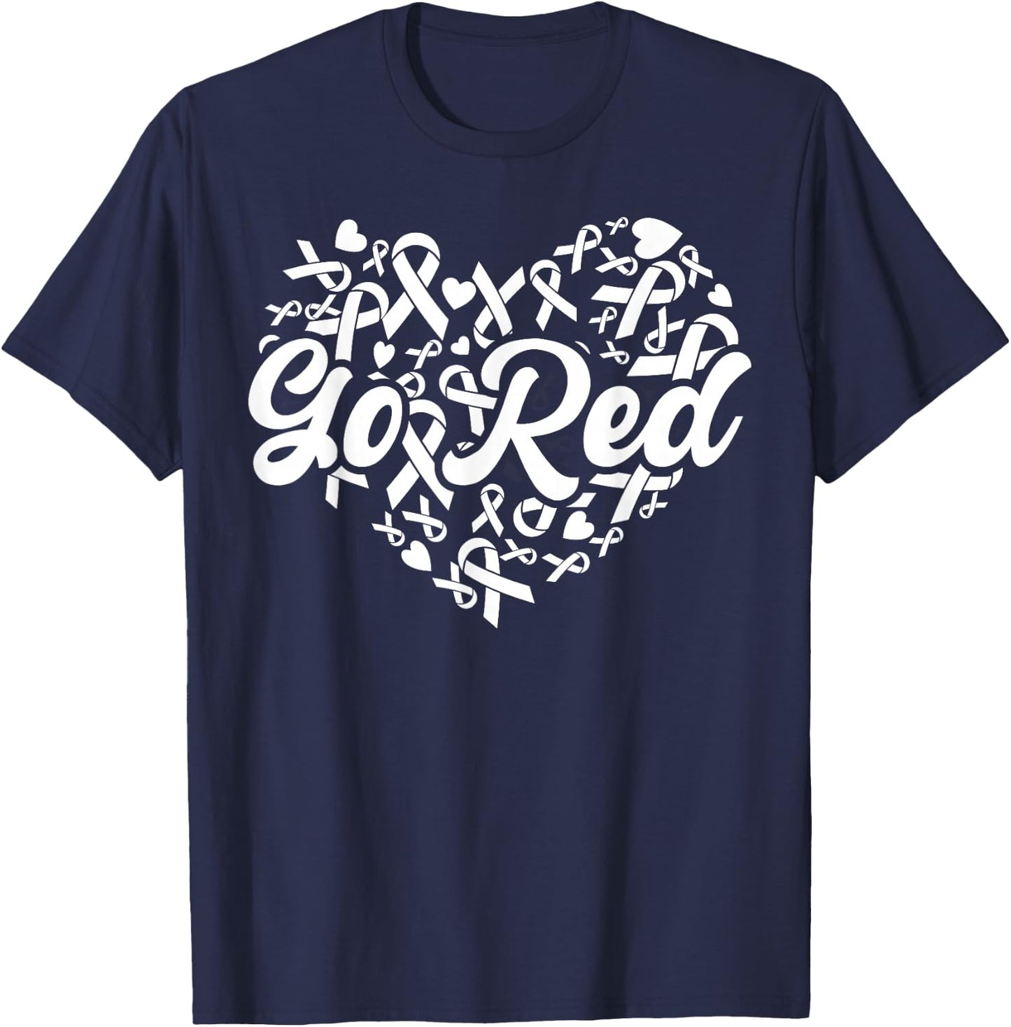 February Heart Disease Awareness Month Red Heart American T-Shirt - T-Shirt | Navy