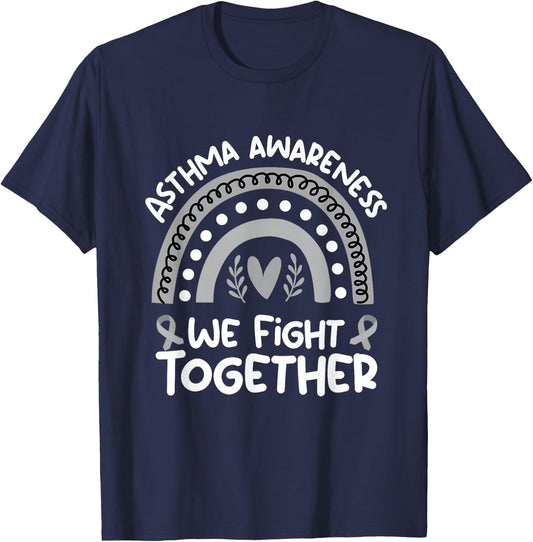 We Fight Together | Asthma Awareness Shirt | Asthma T-Shirt - T-Shirt | Navy