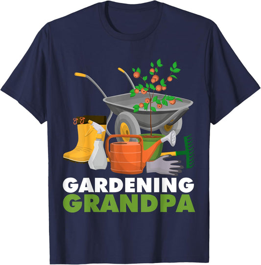 Gardening Grandpa Funny Vegetable Gardener Garden Enthusiast T-Shirt - T-Shirt | Navy