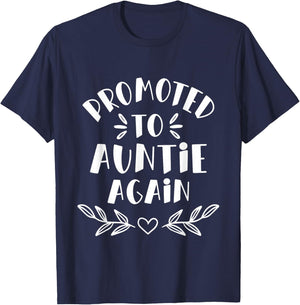 Promoted To Auntie Again - Aunt Gender Reveal Niece Nephew T-Shirt - T-Shirt | Navy