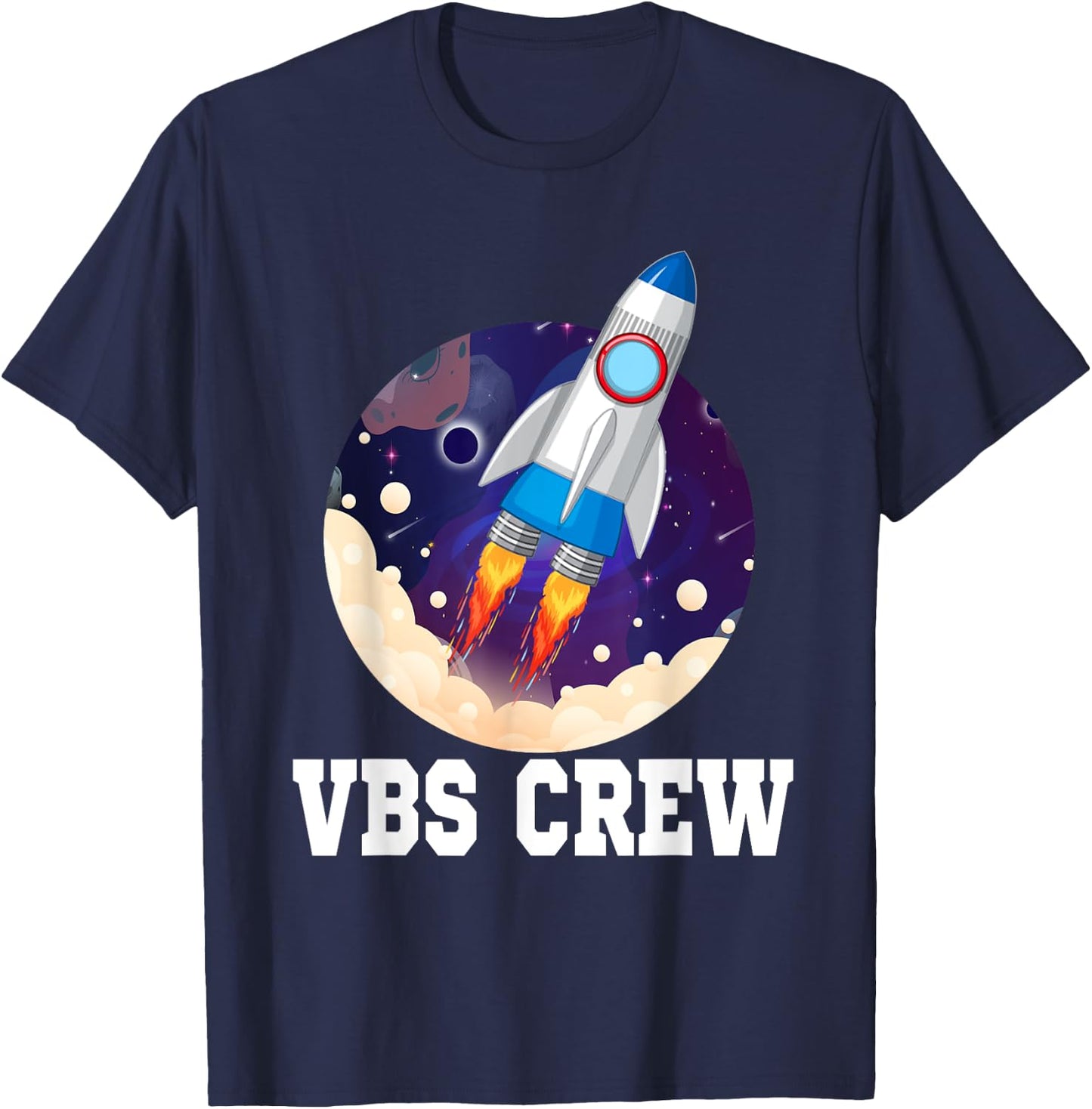 I Love VBS 2025 Space Crew Vacation Bible School Rocket T-Shirt - T-Shirt | Navy