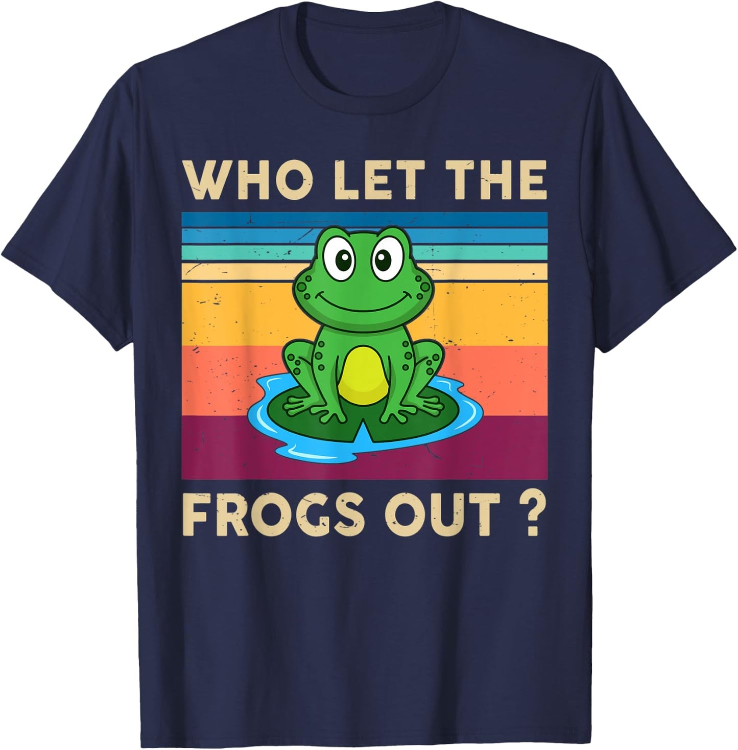 Cute Frog Who Let The Frogs Out Kids Boy Toddler Herpetology T-Shirt - T-Shirt | Navy