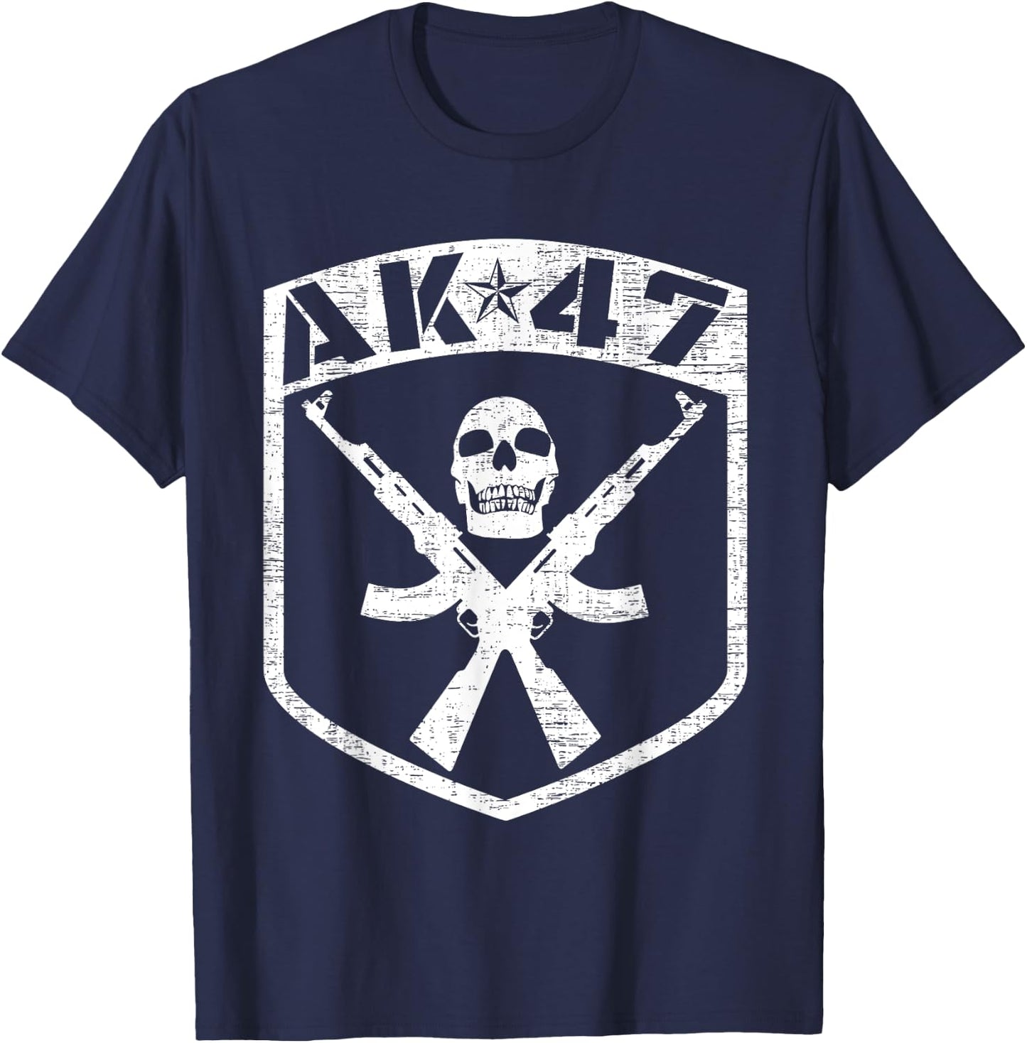 Kalashnikov Skull AK-47 Assualt Rifle Gun T-Shirt - T-Shirt | Navy