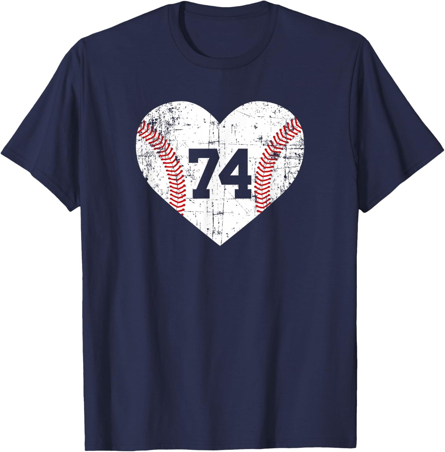 Vintage Baseball 74 Jersey Number T-Shirt - T-Shirt | Navy