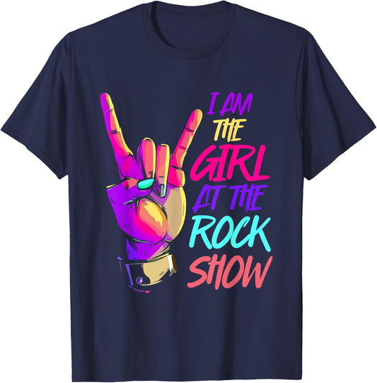 Vintage I Am The Girl At The Rock Show - Retro Rock Music T-Shirt - T-Shirt | Navy