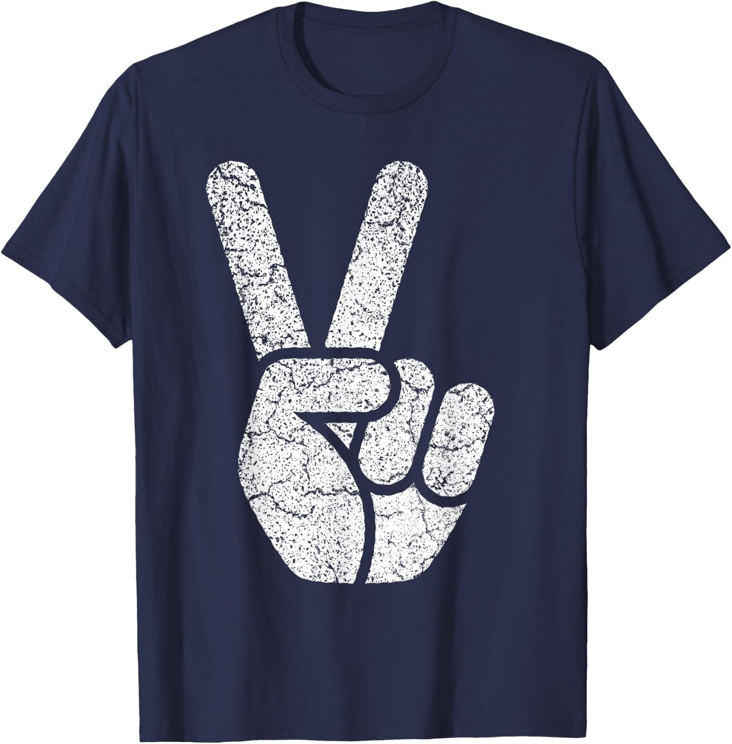 Peace Sign Women Men Kids Vintage 60s 70s Hippie Gift T-Shirt - T-Shirt | Navy