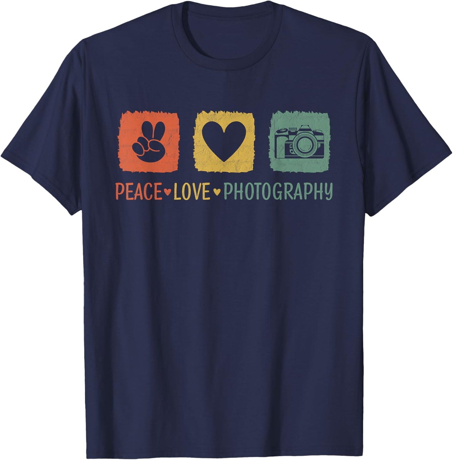 Photographer Photo Harmony - Peace Love Photography T-Shirt - T-Shirt | Navy