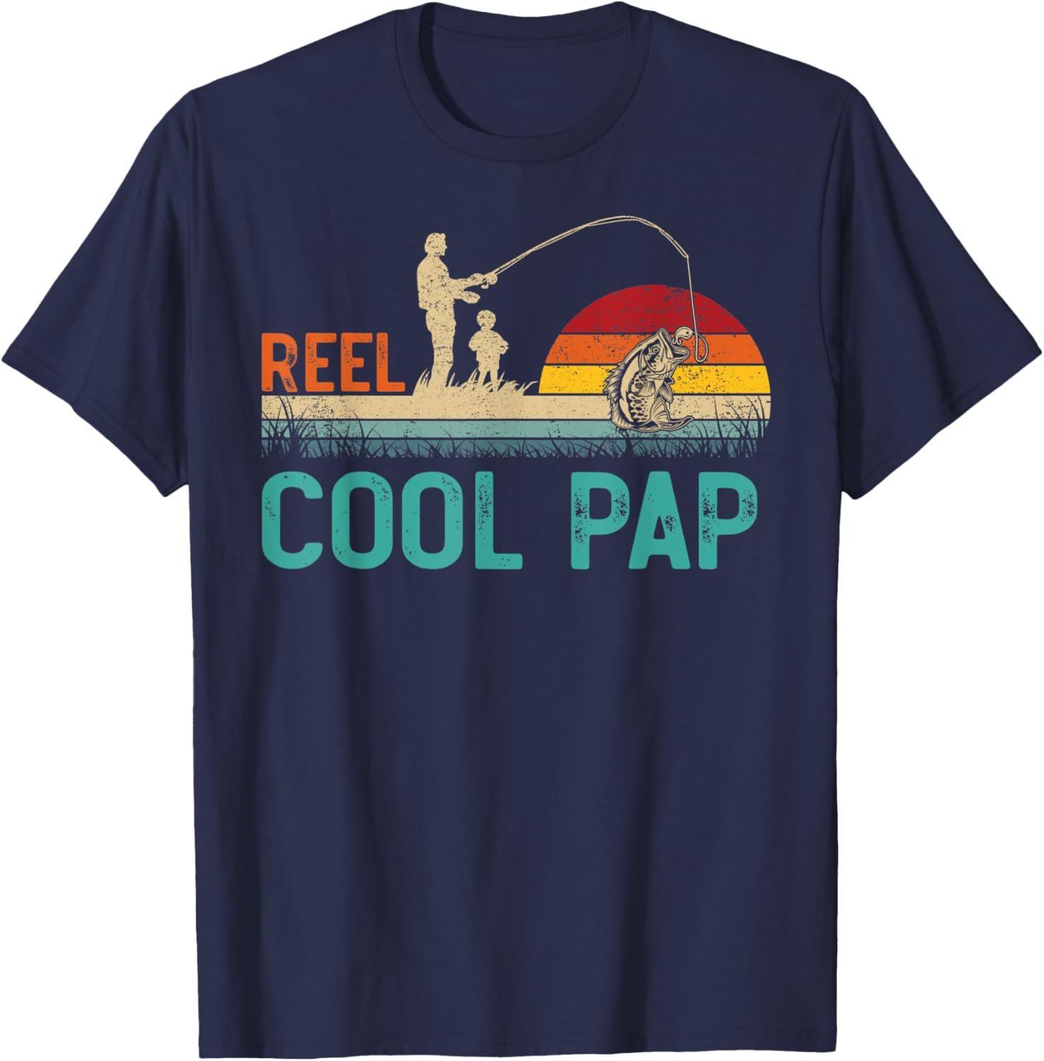 Reel Cool Pap Vintage Retro Fishing Father's Day T-Shirt - T-Shirt | Navy