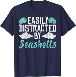 Easily Distracted By Seashells T-Shirt - T-Shirt | Navy