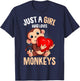 Just A Girl Who Loves Monkeys Girls Kids Monkey T-Shirt - T-Shirt | Navy