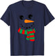 Eyelashes Christmas Outfit Snowman Face Costume Girls T-Shirt - T-Shirt | Navy