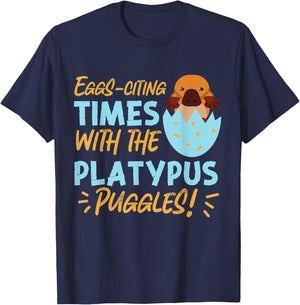Platypus: Eggs-citing Times with the Platypus Puggles! T-Shirt - T-Shirt | Navy