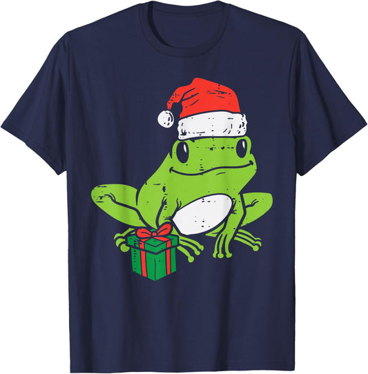 Frog Santa Funny Animal Christmas Xmas Kids Men Women Kids T-Shirt - T-Shirt | Navy