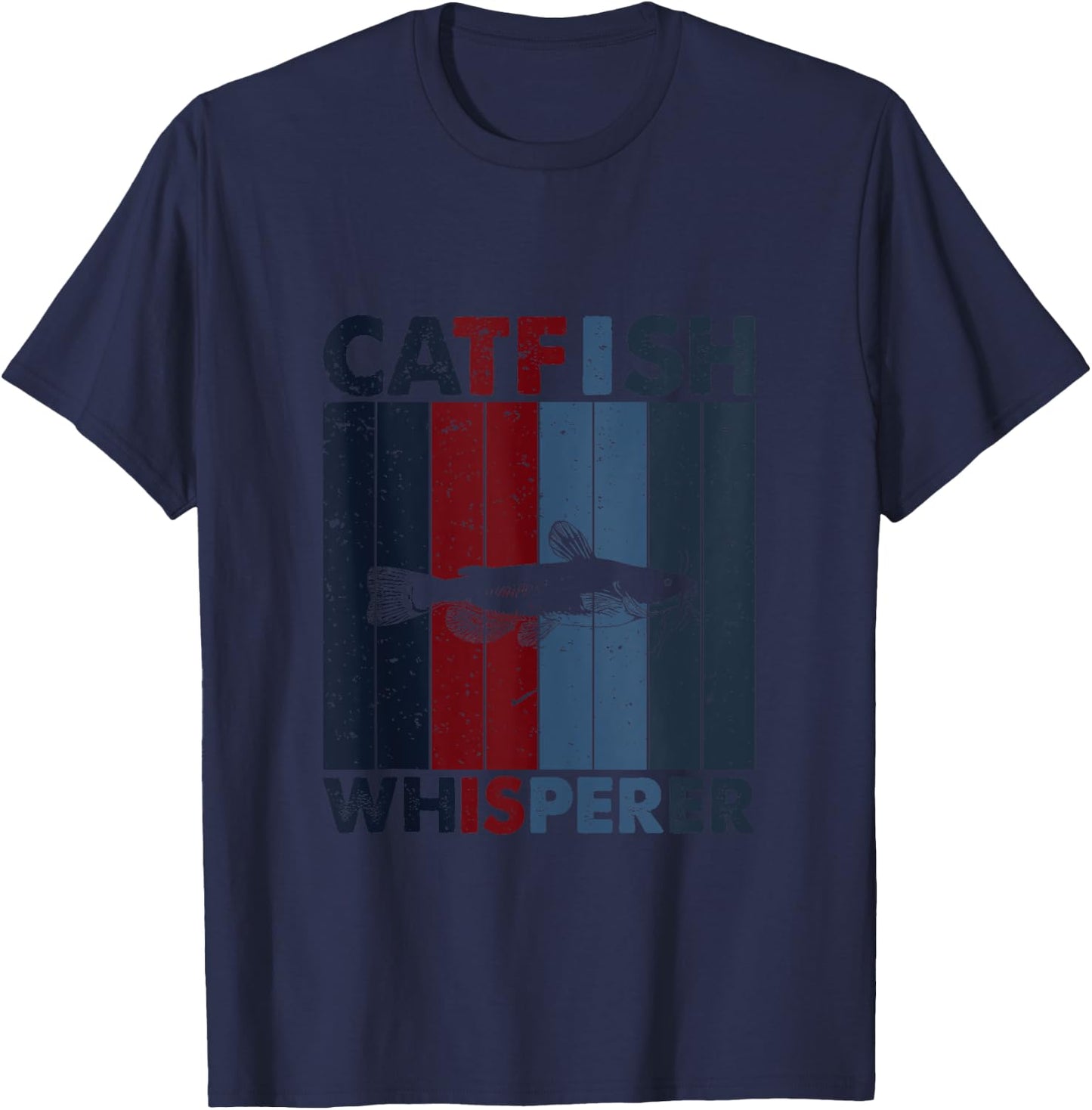Fish Dad Mom Whisperer - Fisherman Vintage Catfish Fishing T-Shirt - T-Shirt | Navy