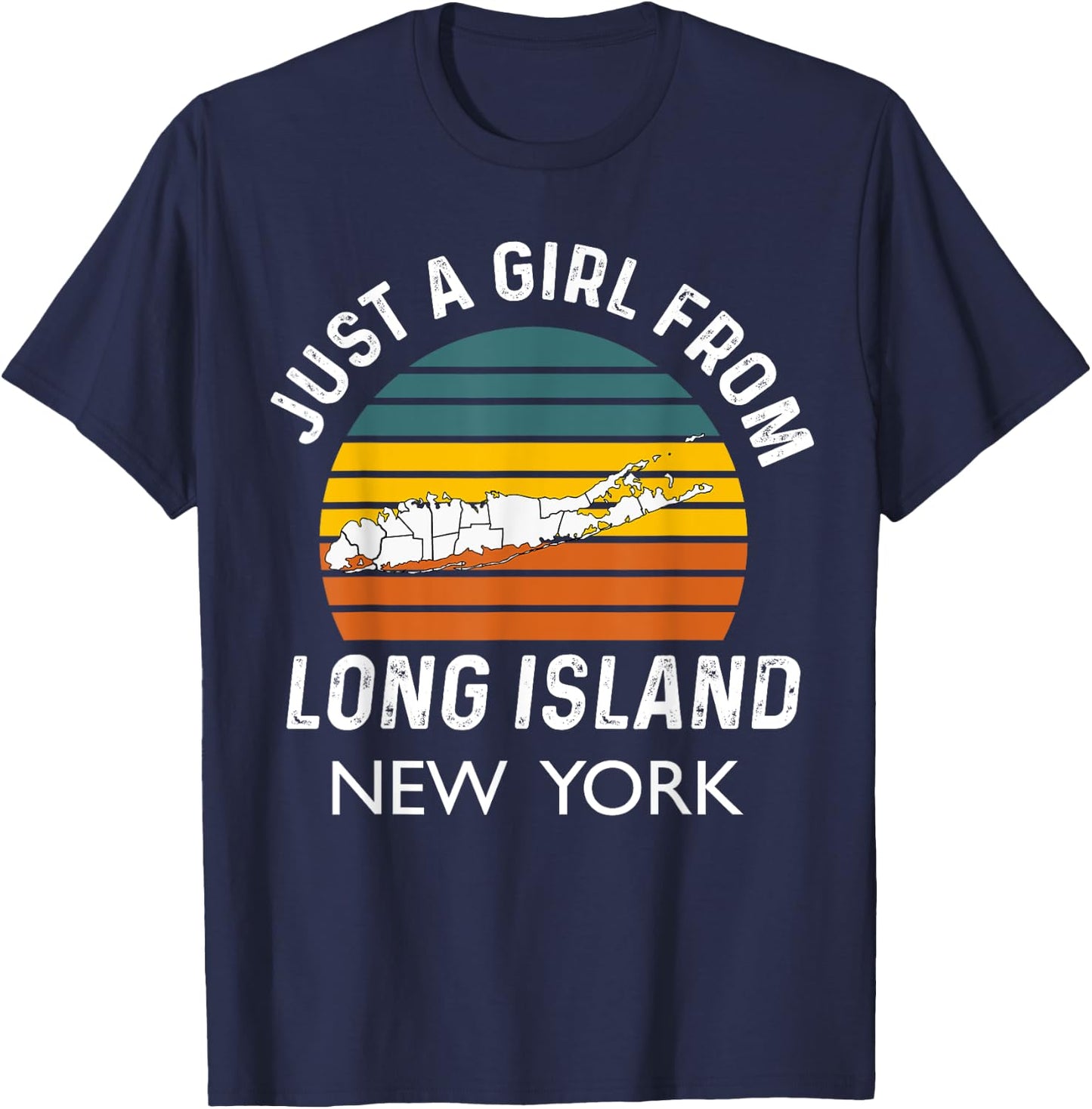 Long Island NY Souvenir Native Long Islander Map NYC Girls T-Shirt - T-Shirt | Navy