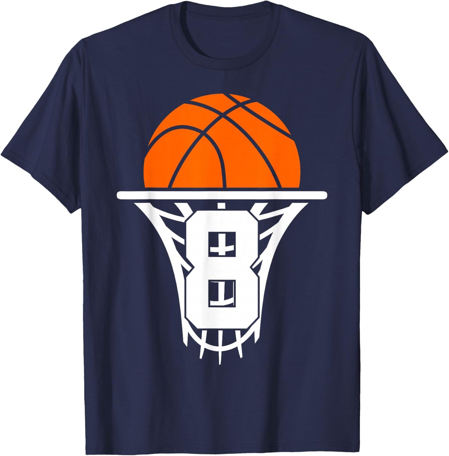 8 Years Basketball 8th Birthday T-Shirt - T-Shirt | Navy