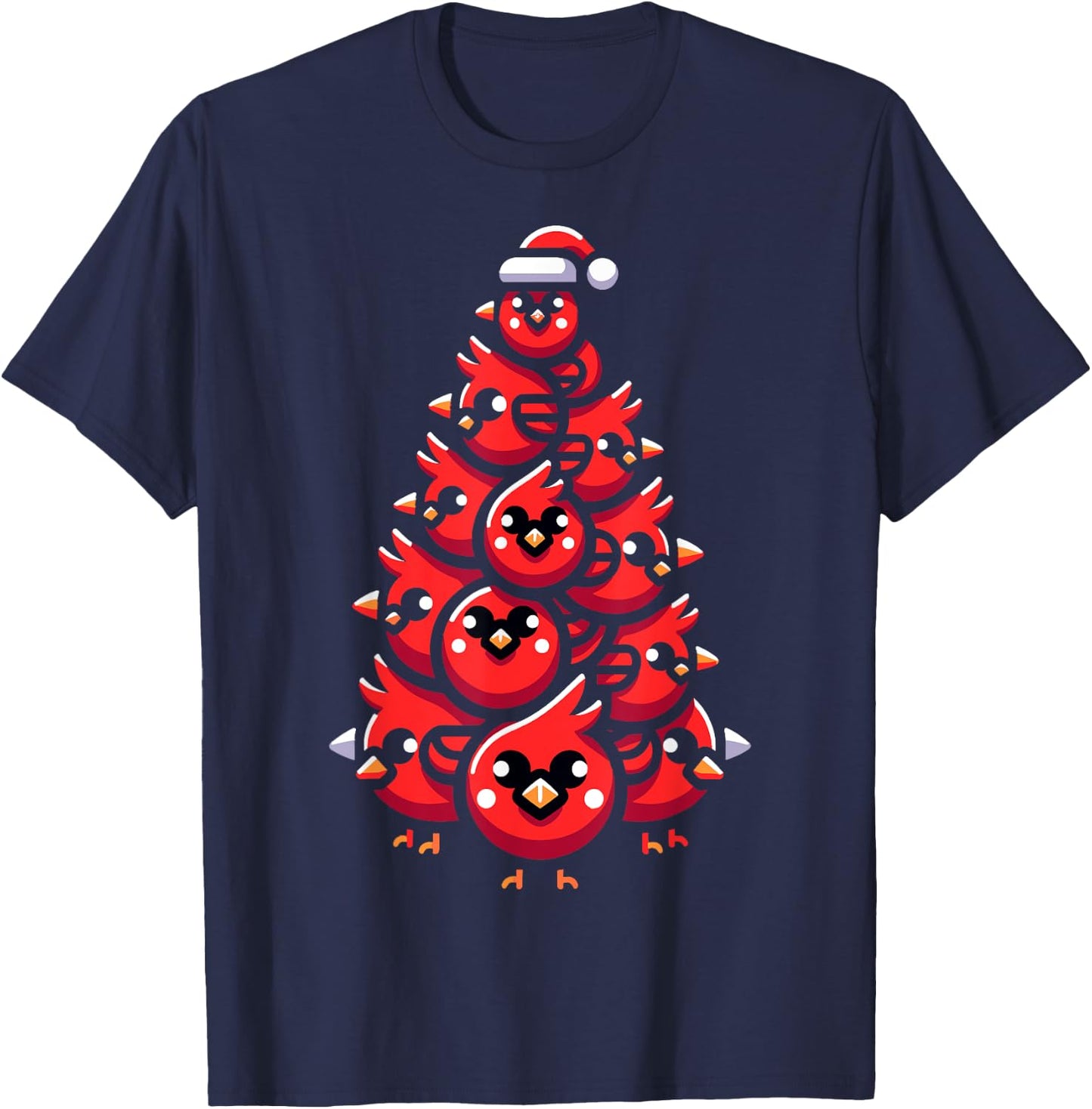 Cardinal Birds Christmas Tree Funny Cardinal Birds Xmas T-Shirt - T-Shirt | Navy