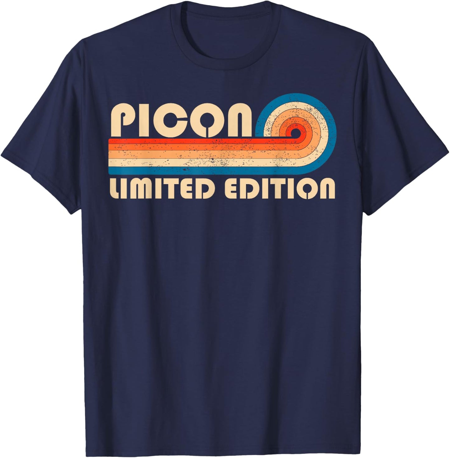 PICON Retro 70s 80s Sunset Stripe T-Shirt - T-Shirt | Navy