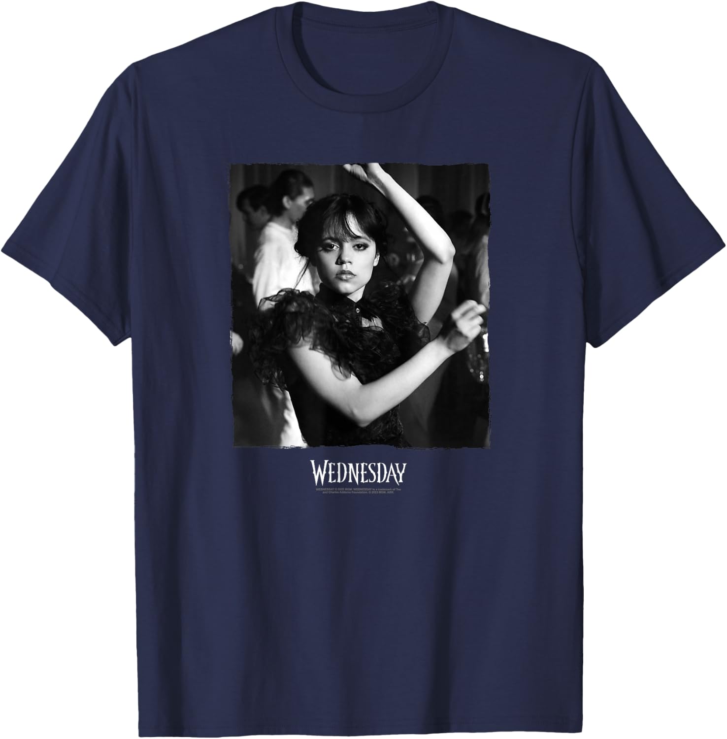 Wednesday Dark Dancing Queen Wednesday Photoreal & Logo V2 T-Shirt - T-Shirt | Navy